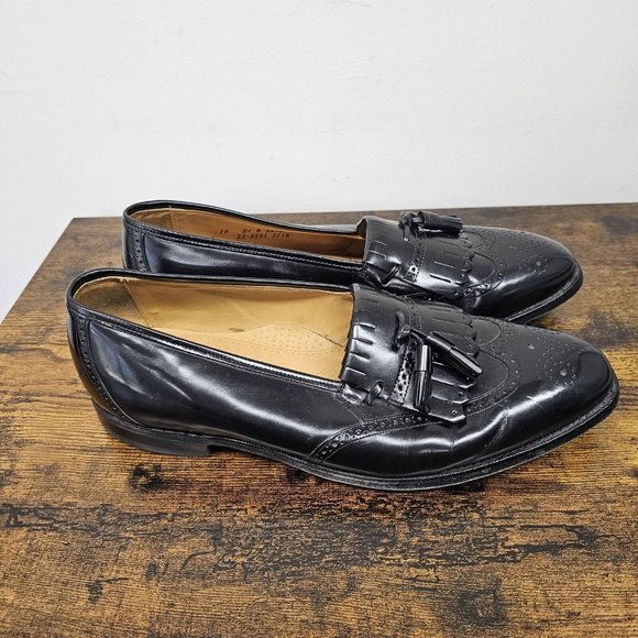 Johnston Murphy Optima Shoes Brogue Wingtips Kiltie Tassel Black Slip On 15D - Picture 1 of 8